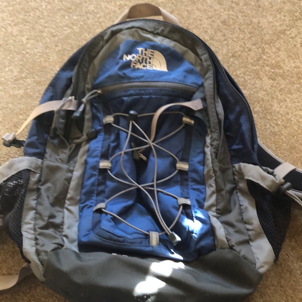 The North Face backpack blue and grey